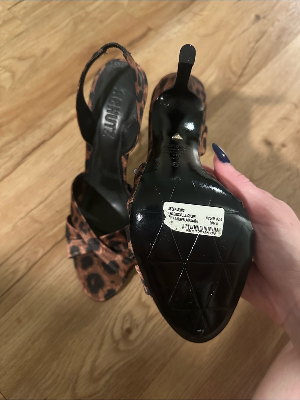 SCHUTZ Leopard Print Slingback Heels - Brown/Black - Picture 3 of 3